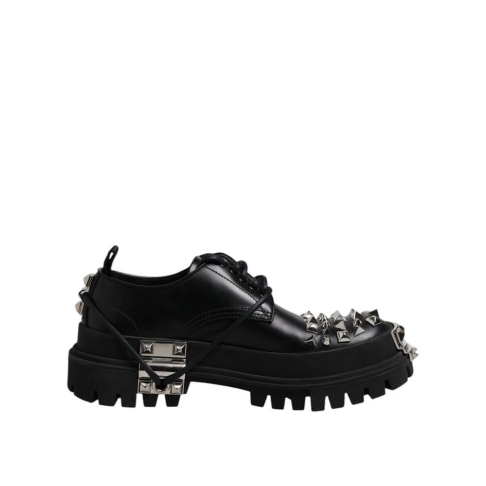 Dolce & Gabbana Black Studded Leather Hi-Trekking Derby Men Men's Shoes